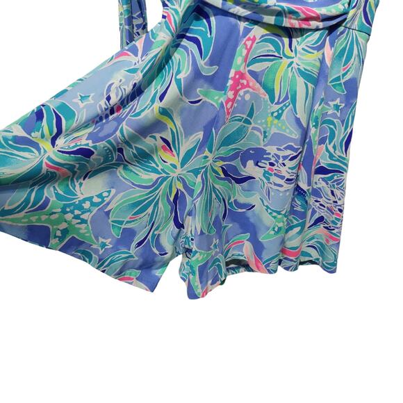 Lilly Pulitzer Women's Sz XS Karlie Romper Bennet Blue Celestial Seas Wrap Dress - Picture 5 of 9